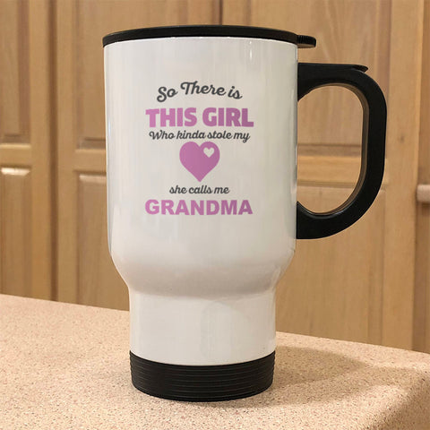 Image of Personalized So There Is This Girl White Metal Coffee and Tea Travel Mug