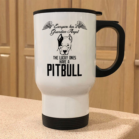 Image of Metal Coffee and Tea Travel Mug The Lucky Ones Have a Pitbull
