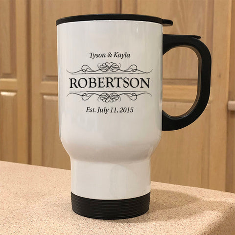 Image of Family EST Personalized Metal Coffee and Tea Travel Mug