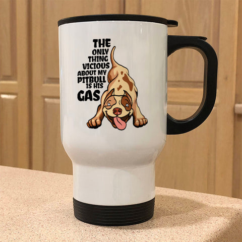 Image of Metal Coffee and Tea Travel Mug Pitbull is his Gas