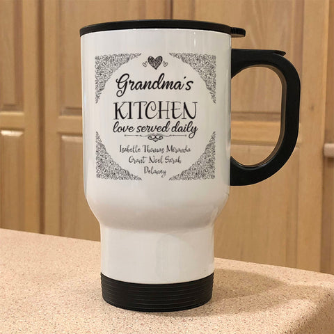 Image of Love Served Personalized Daily Metal Coffee and Tea Travel Mug