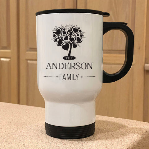 Image of Family Tree Personalized Metal Coffee and Tea Travel Mug