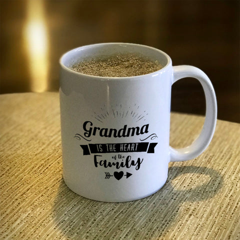 Image of Personalized Ceramic Coffee Mug Grandma Is The Heart Of The Family