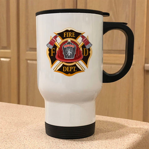 Image of Metal Coffee and Tea Travel Mug Firefighter