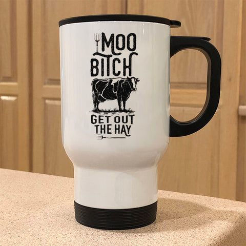 Image of Metal Coffee and Tea Travel Mug Moo Bitch