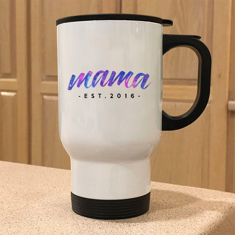 Image of Mama Est Personalized Metal Coffee and Tea Travel Mug