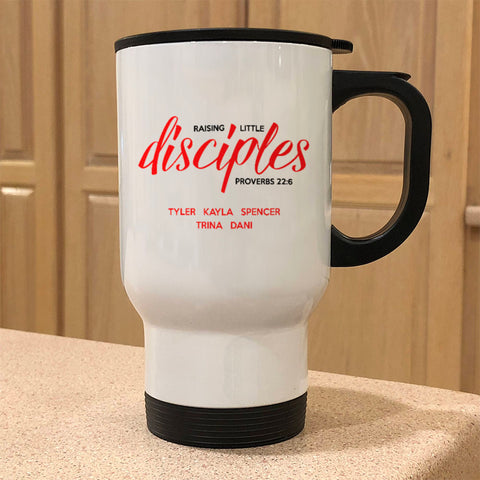Image of Raising Disciples Personalized Metal Coffee and Tea Travel Mug