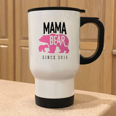 Image of Mama Bear Personalized Metal Coffee and Tea Travel Mug