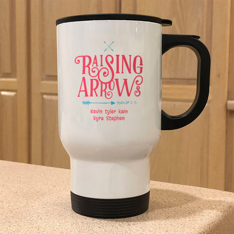 Image of Raising Arrows Personalized Metal Coffee and Tea Travel Mug