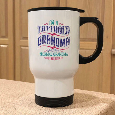 Image of Tattooed Grandma Metal Coffee and Tea Travel Mug