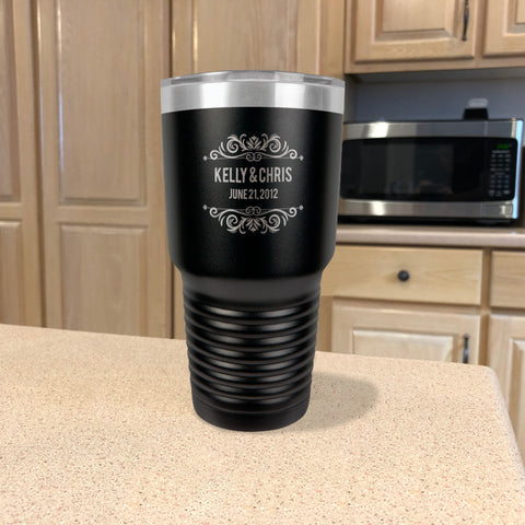 Image of Personalized Stainless Steel Tumbler Couple Est