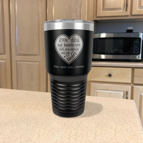 Image of Full Heart Personalized Stainless Steel Tumbler