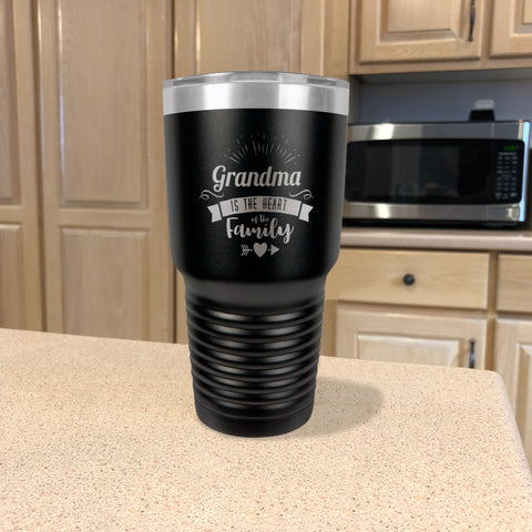 Image of Grandma Is The Heart Of The Family Personalized Stainless Steel Tumbler