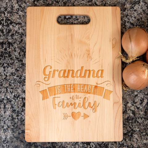 Image of Grandma Is The Heart Of The Family Personalized Maple Cutting Board