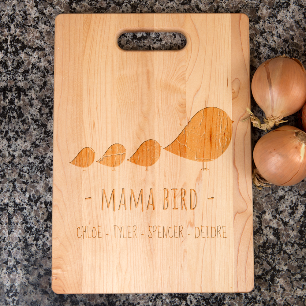 Mama Bird Personalized Maple Cutting Board