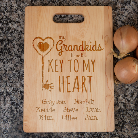 Image of Key To Grandma's Heart Personalized Cutting Board