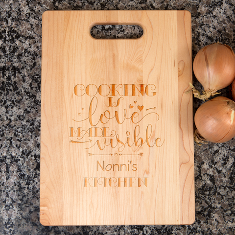 Image of Cooking is Love Personalized Maple Cutting Board