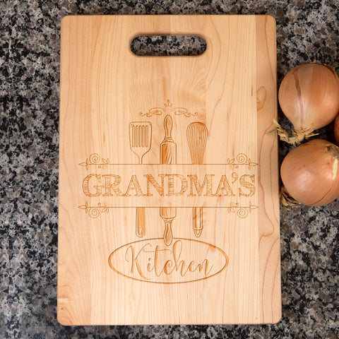 Image of Kitchen Utensils Personalized Maple Cutting Board