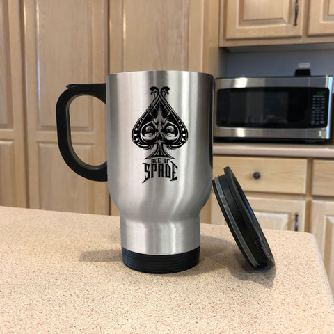 Image of Ace Of Spade Metal Coffee and Tea Travel Mug
