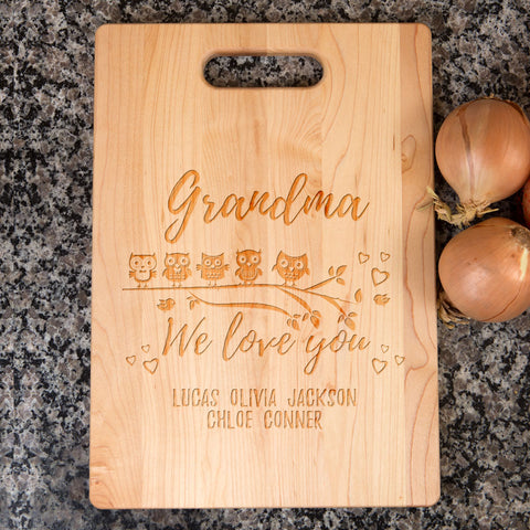 Image of Owl Love Personalized Maple Cutting Board