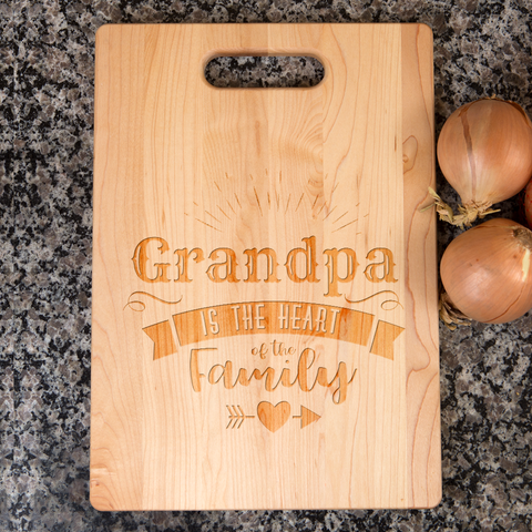 Image of Grandpa Is The Heart Of The Family Personalized Maple Cutting Board