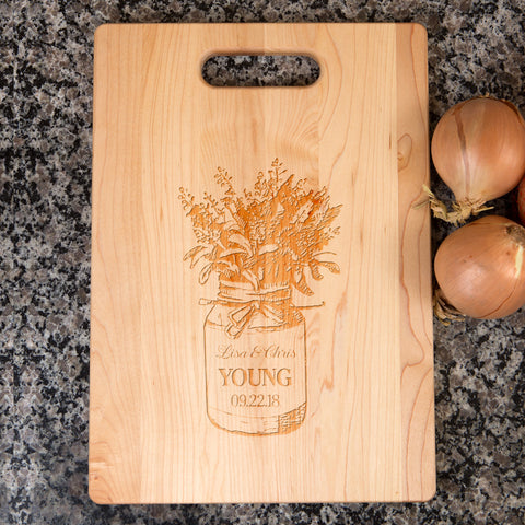 Image of Mason Jar Personalized Maple Cutting Board