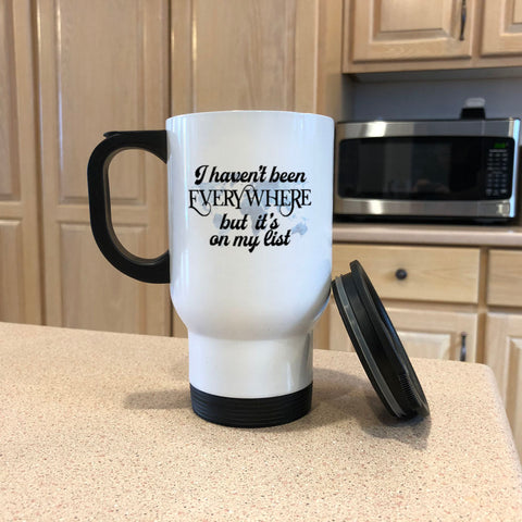 Image of Been Everywhere White Metal Coffee and Tea Travel Mug