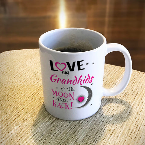 Image of Personalized Ceramic Coffee Mug Love My Grandkids To the Moon and Back
