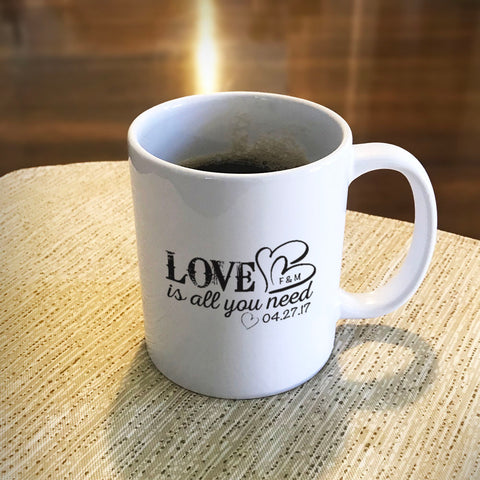Image of Love Is All You Need Personalized Ceramic Coffee Mug