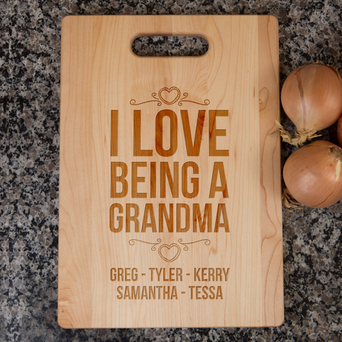 Image of I Love Being A Grandma Personalized Cutting Board