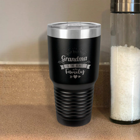 Image of Grandma Is The Heart Of The Family Personalized Stainless Steel Tumbler