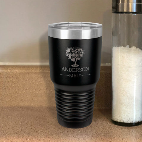 Image of Personalized Stainless Steel Tumbler Family Tree Couple