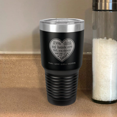 Image of Full Heart Personalized Stainless Steel Tumbler