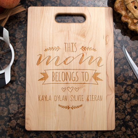 Image of Mom Belongs To Personalized Maple Cutting Board