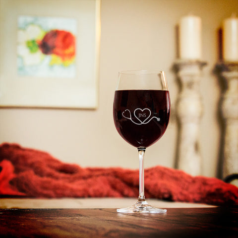 Image of Monogram Stethoscope Love Personalized Wine Glass