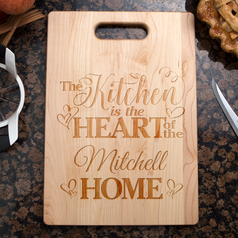 Image of Kitchen Is the Heart of the Home Personalized Maple Cutting Board