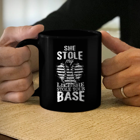 Image of Ceramic Coffee Mug Black She Stole My Heart She Stole Your Base
