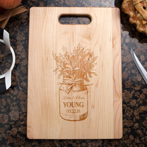 Image of Mason Jar Personalized Maple Cutting Board