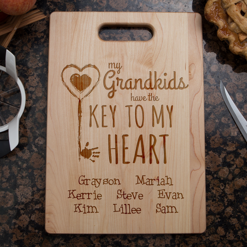 Image of Key To Grandma's Heart Personalized Cutting Board
