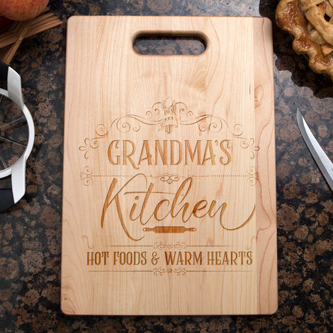 Image of Hot Foods and Warm Hearts Personalized Maple Cutting Board