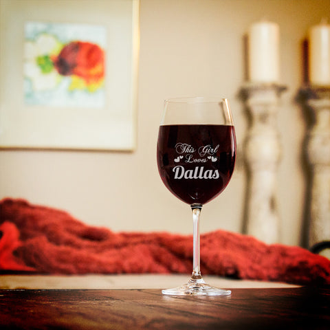 Image of This Girl Loves... Personalized Wine Glass