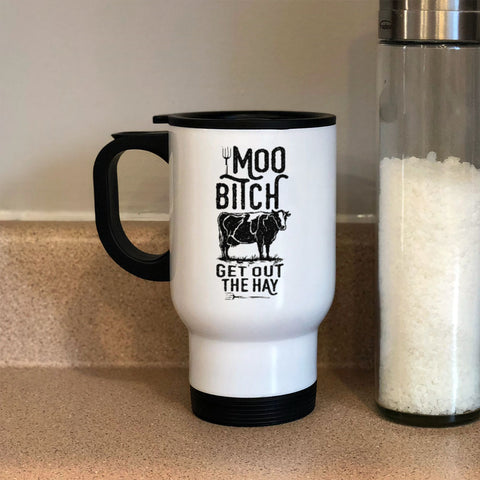 Image of Metal Coffee and Tea Travel Mug Moo Bitch