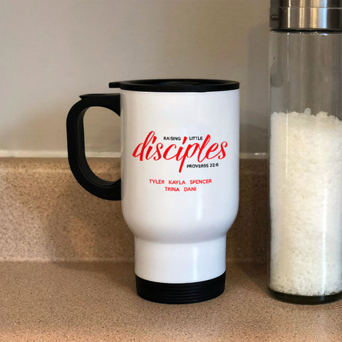 Image of Raising Disciples Personalized Metal Coffee and Tea Travel Mug