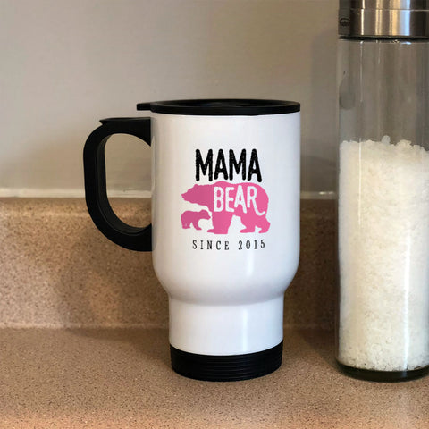 Image of Mama Bear Personalized Metal Coffee and Tea Travel Mug