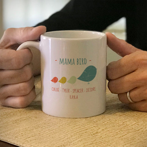 Image of Mama Bird Personalized Ceramic Coffee Mug