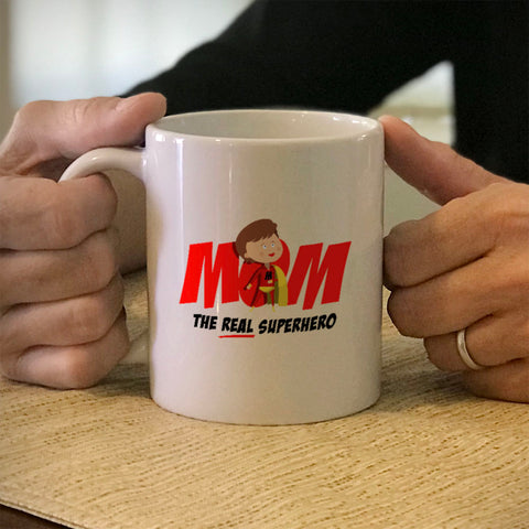 Image of Mom The Real Superhero Ceramic Coffee Mug