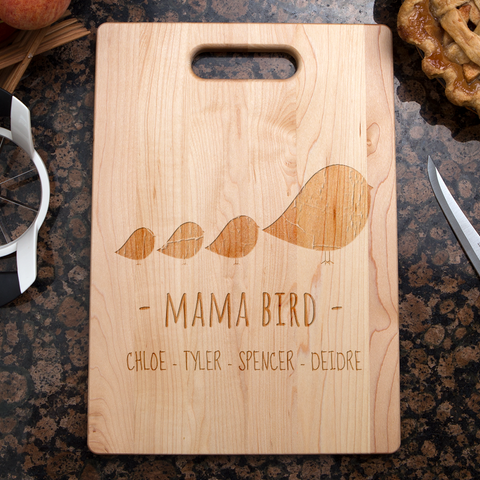 Image of Mama Bird Personalized Maple Cutting Board
