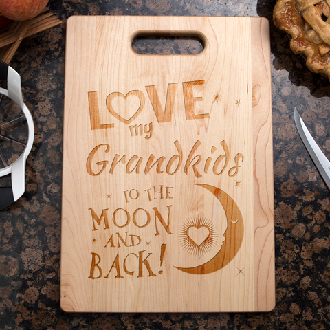 Image of Love My Grandkids To the Moon and Back Personalized Maple Cutting Board