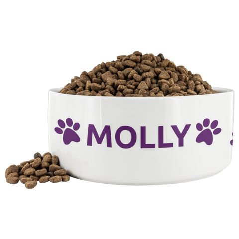 Image of Personalized Ceramic Dog Bowl Paw Name
