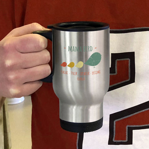 Image of Mama Bird Personalized Metal Coffee and Tea Travel Mug